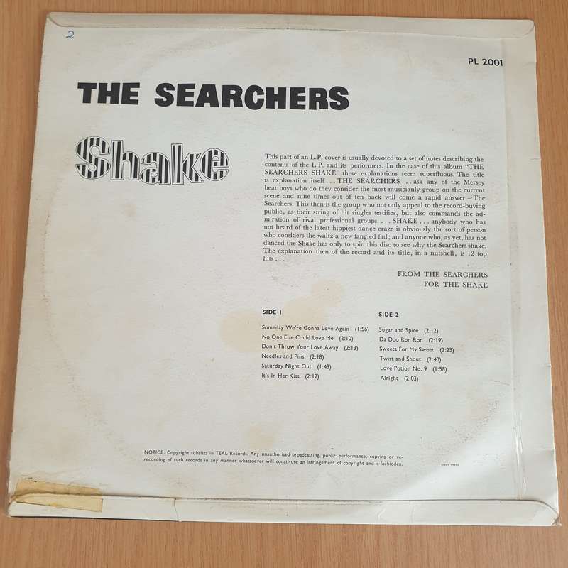 The Searchers  Shake - Vinyl LP Record - Very-Good Quality (VG)