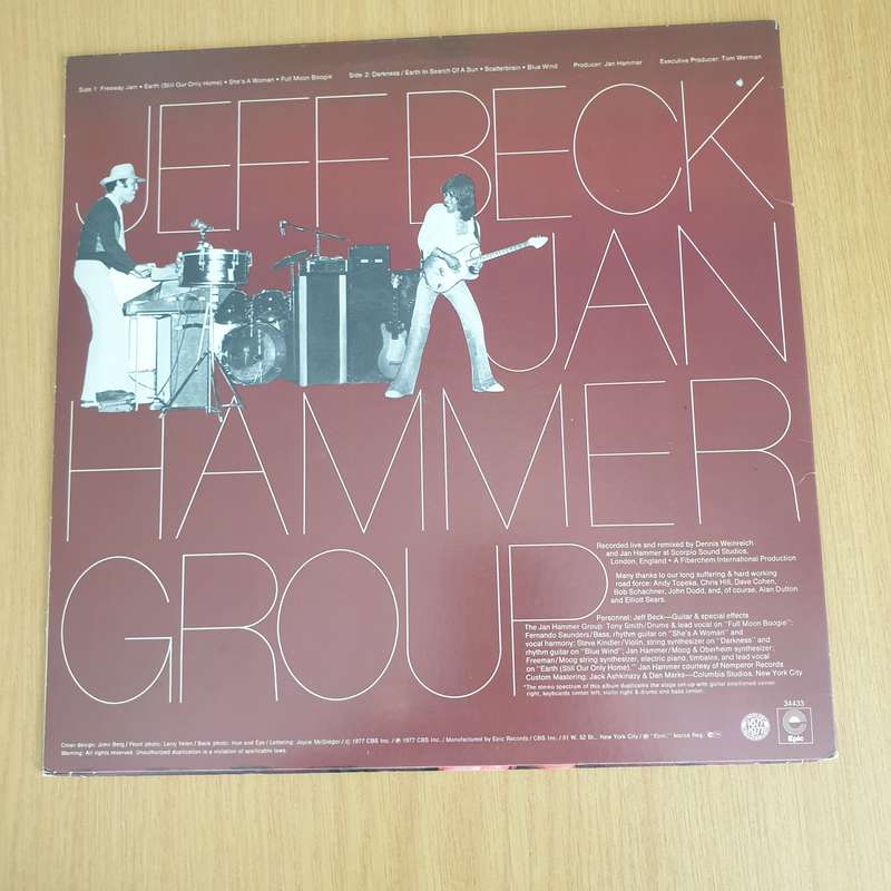Jeff Beck With The Jan Hammer Group  Live -  Vinyl LP Record - Very-Good+ Quality (VG+)