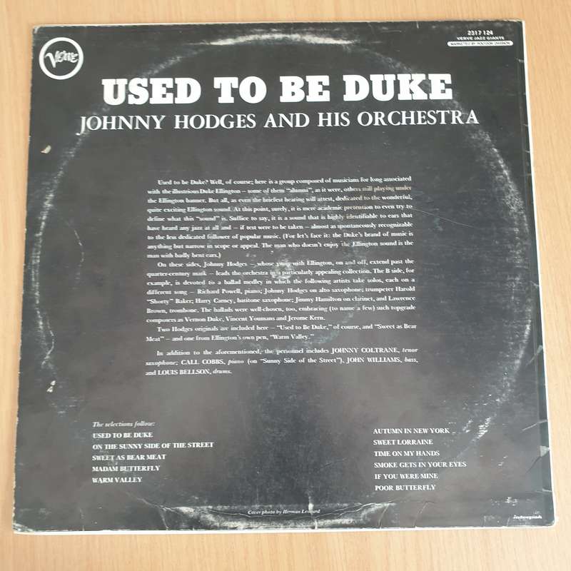 Johnny Hodges And His Orchestra  Used To Be Duke - Vinyl LP Record - Very-Good+ Quality (VG+) ...