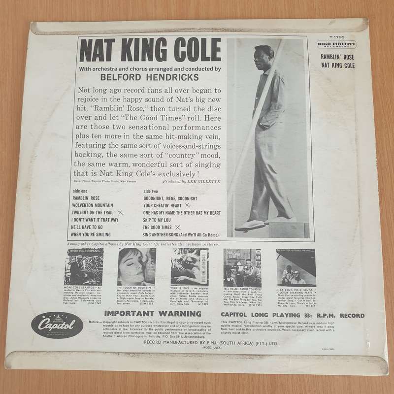 Nat King Cole - Ramblin' Rose  Vinyl LP Record - Very-Good+ Quality (VG+) (verygoodplus)