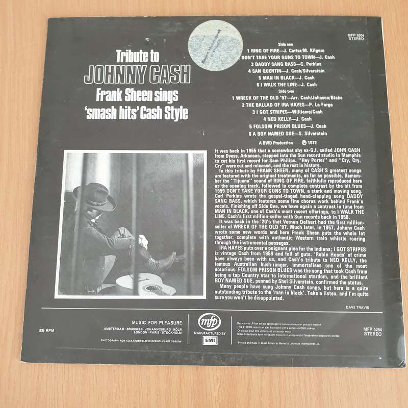 Tribute to Johnny Cash by Frank Sheen   Vinyl LP Record - Very-Good+ Quality (VG+) (verygoodplus)