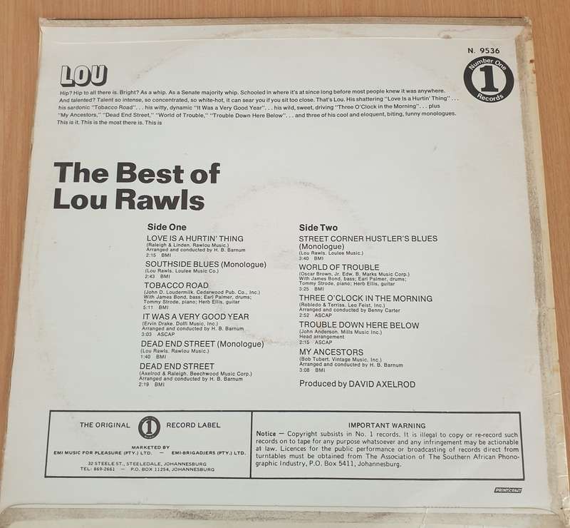 Lou Rawls  The Best Of Lou Rawls - Vinyl LP Record - Very-Good+ Quality (VG+) (verygoodplus)