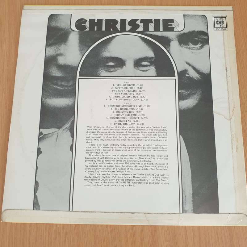 Christie  Christie Featuring San Bernadino And Yellow River  Vinyl LP Record - Very-Good+ Q...