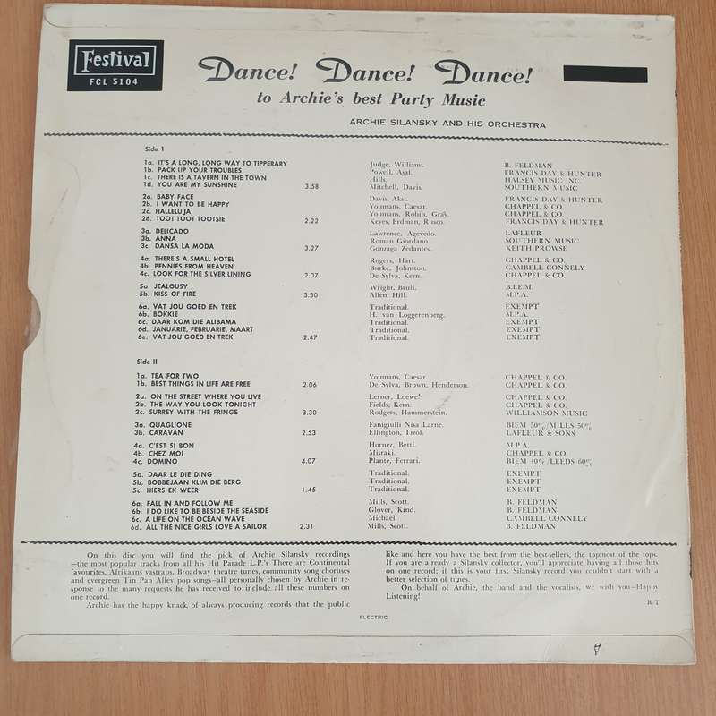 Archie Silansky and His Orchestra - Dance! Dance! Dance!  Vinyl LP Record - Very-Good+ Quality...