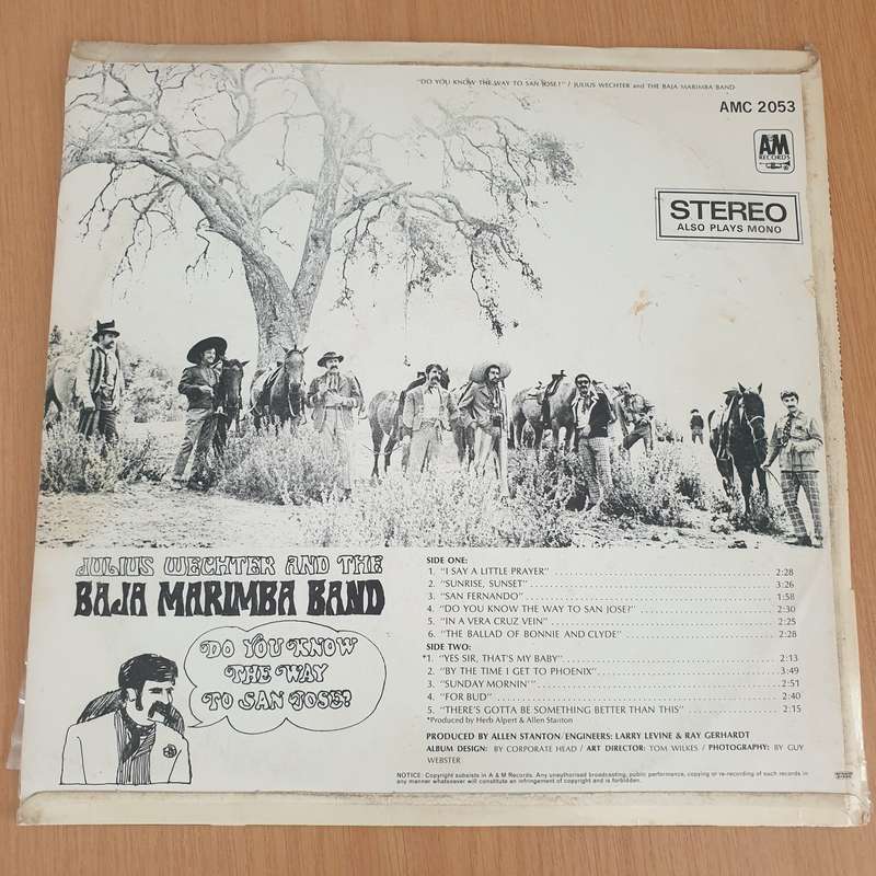 Julius Wechter And The Baja Marimba Band  Do You Know The Way To San Jose?  Vinyl LP Record...