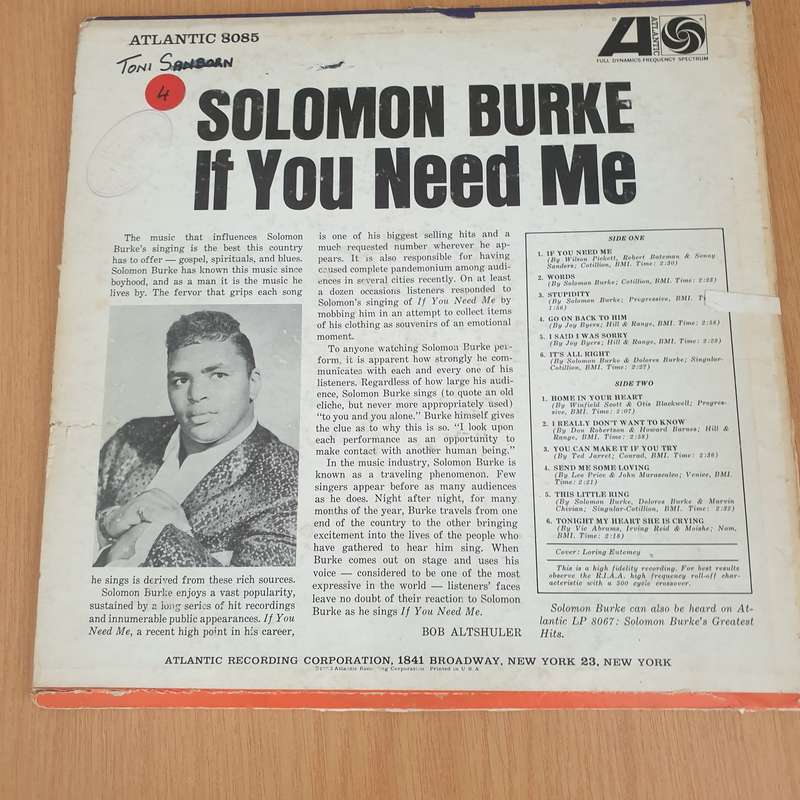 Solomon Burke  If You Need Me  Vinyl LP Record - Very-Good- Quality (VG-) (minus)