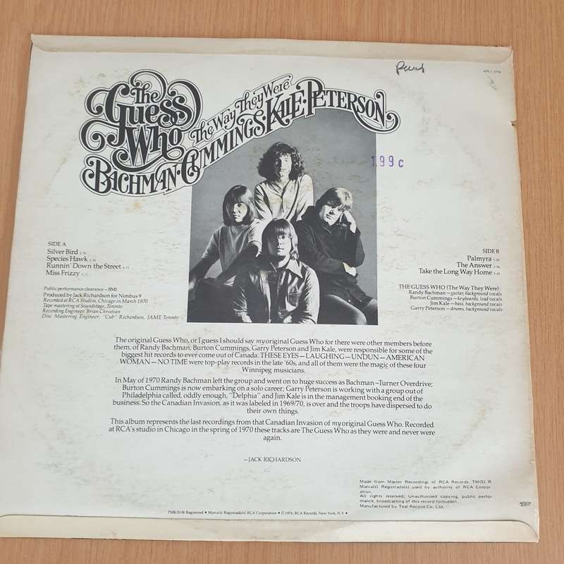 The Guess Who  The Way They Were  Vinyl LP Record - Very-Good+ Quality (VG+) (verygoodplus)