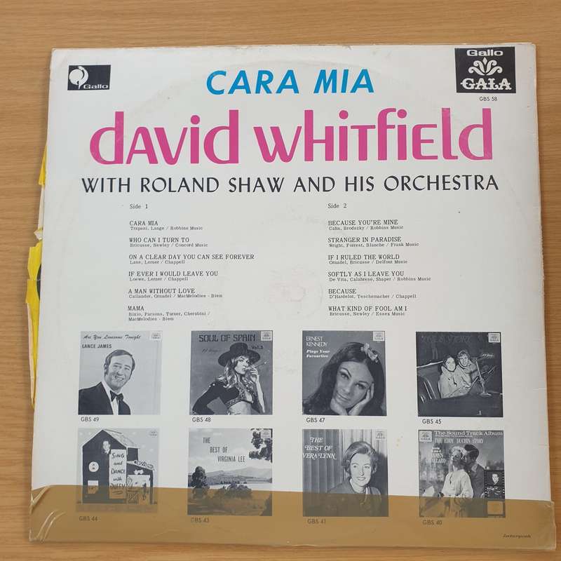 David Whitfield - Cara Mia  Vinyl LP Record - Very-Good+ Quality (VG+) (verygoodplus)