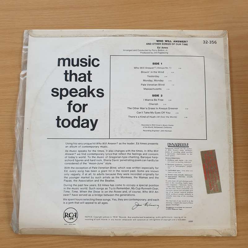 Ed James - Who Will Answer  Vinyl LP Record - Very-Good+ Quality (VG+) (verygoodplus)
