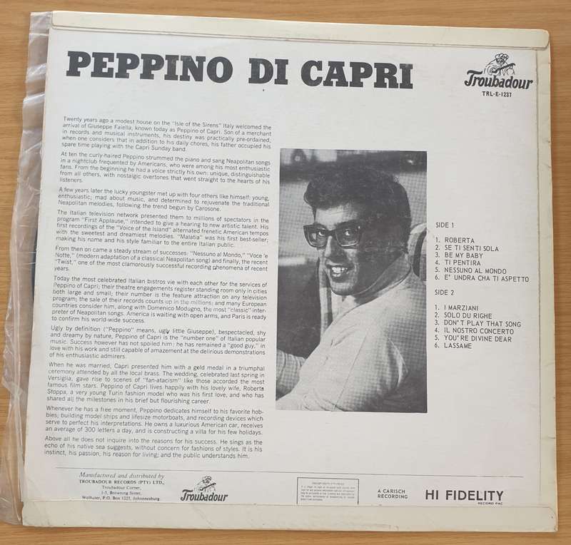 Peppino Di Capri - Peppino Di Capri  Vinyl LP Record - Very-Good+ Quality (VG+) (verygoodplus)