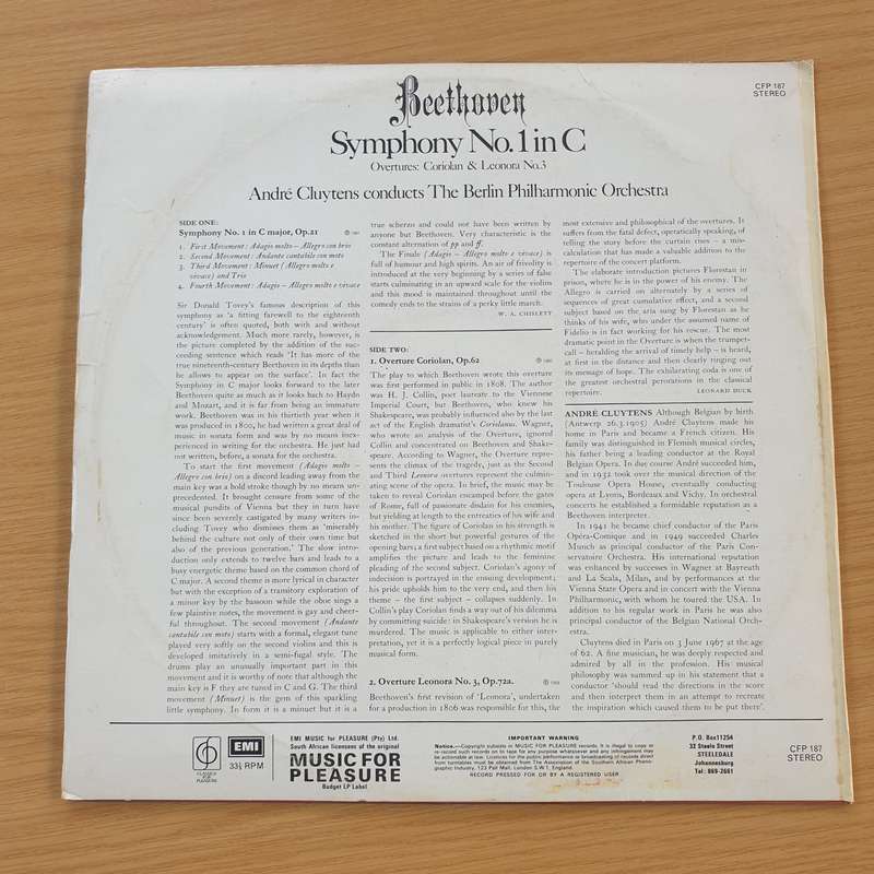 Beethoven - André Cluytens Conducts The Berlin Philharmonic Orchestra  Symphony No.1 In C ...
