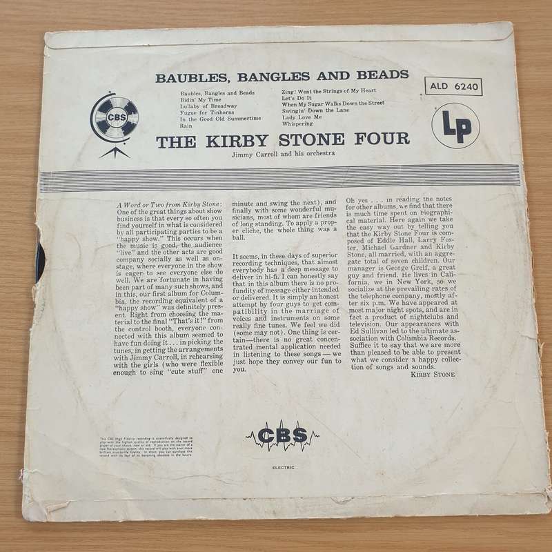 The Kirby Stone Four With Jimmy Carroll And His Orchestra  Baubles, Bangles And Beads  Viny...