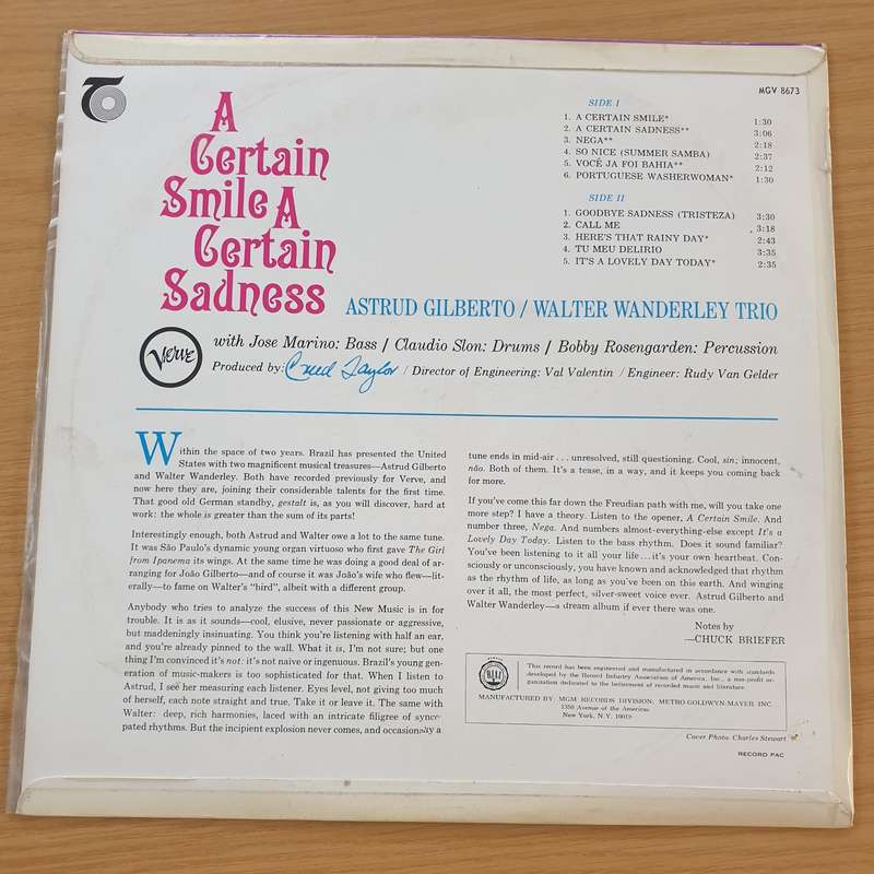 Astrud Gilberto / Walter Wanderley  A Certain Smile A Certain Sadness - Vinyl LP Record - Very...