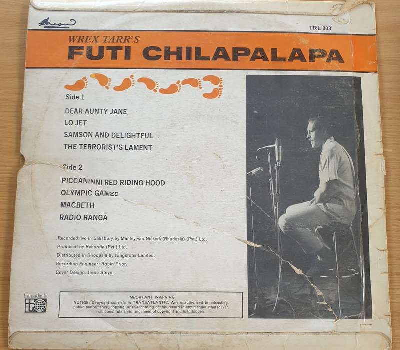 Wrex Tarr's Futi Chilapalapa (Rhodesia)  Vinyl LP Record  (G+)