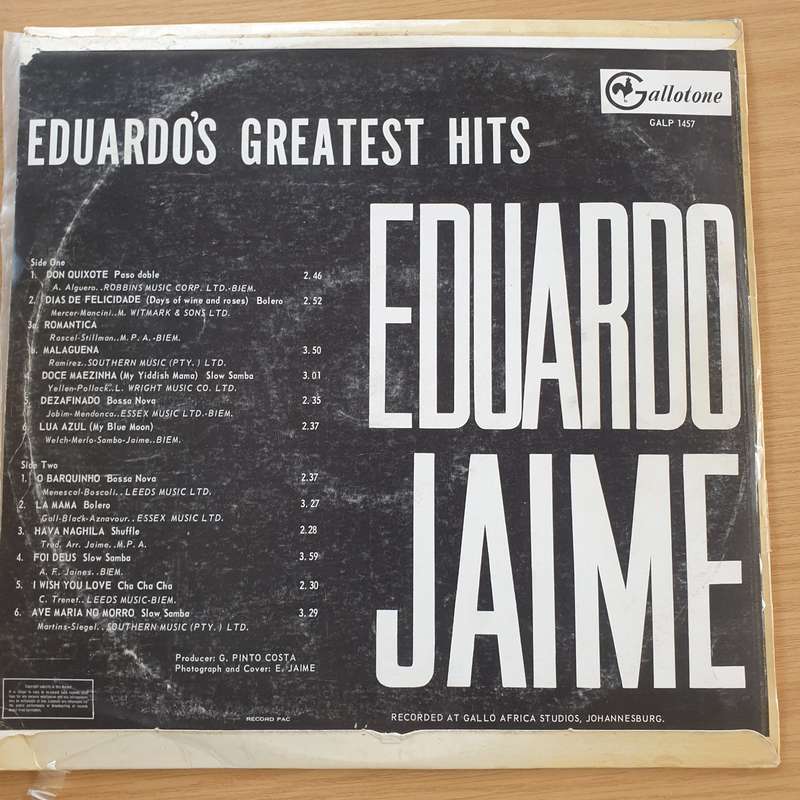 Eduardo Jaime  Eduardo's Greatest Hits - Vinyl LP Record - Very-Good+ Quality (VG+) (verygoodp...