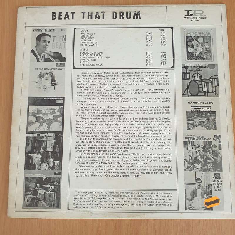 Sandy Nelson  Beat That Drum - Vinyl LP Record (VG+)