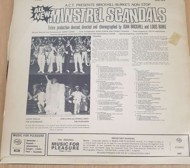 Brickhill Burke's All New Minstrel Scandals (Very Rare SA) - Vinyl LP Record (VG+)