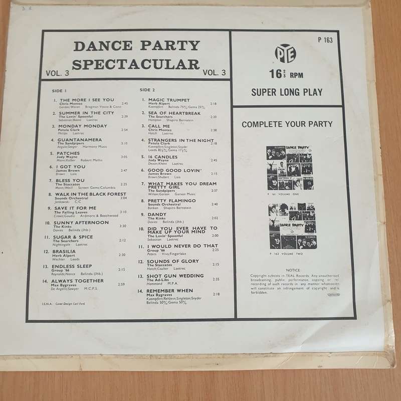 Dance Party Spectacular - 16  RPM  - Vinyl LP Record (VG)