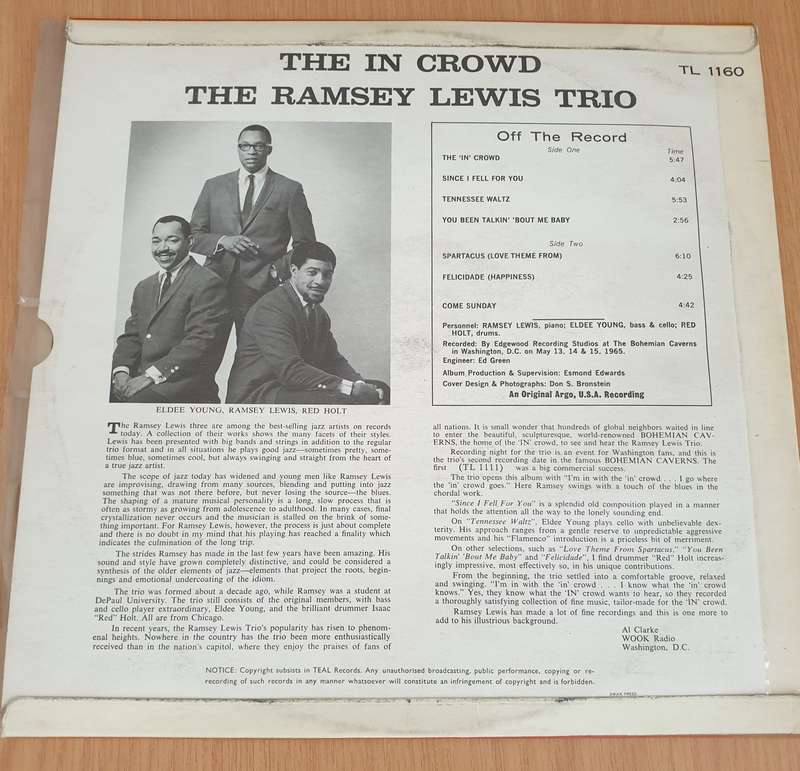The Ramsey Lewis Trio  The In Crowd - Vinyl LP Record (VG+)