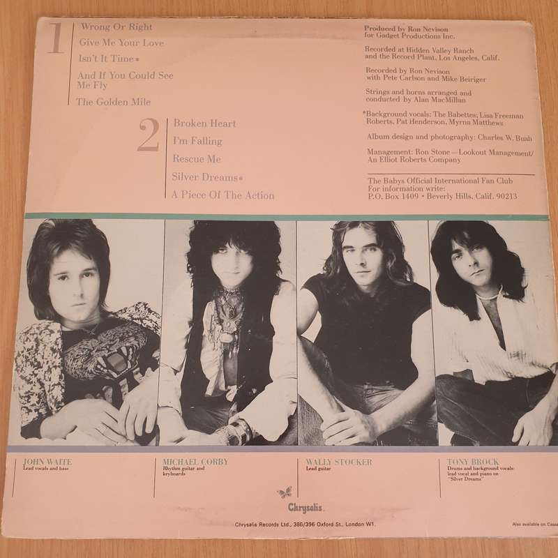 The Babys  Broken Heart - Vinyl LP Record (VG+)