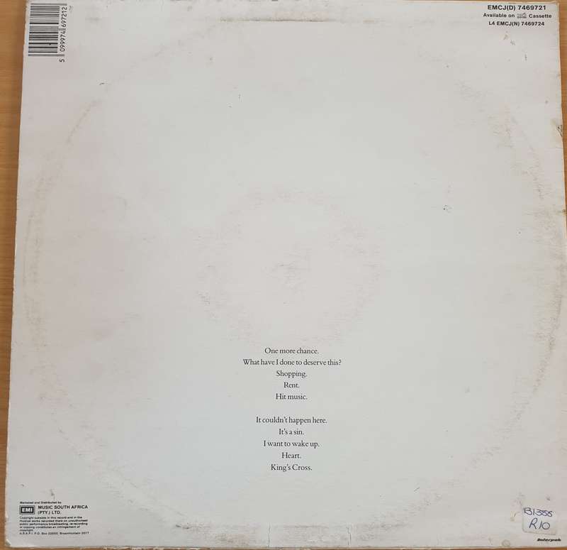 Pet Shop Boys  Actually  Vinyl LP Record  (VG-)