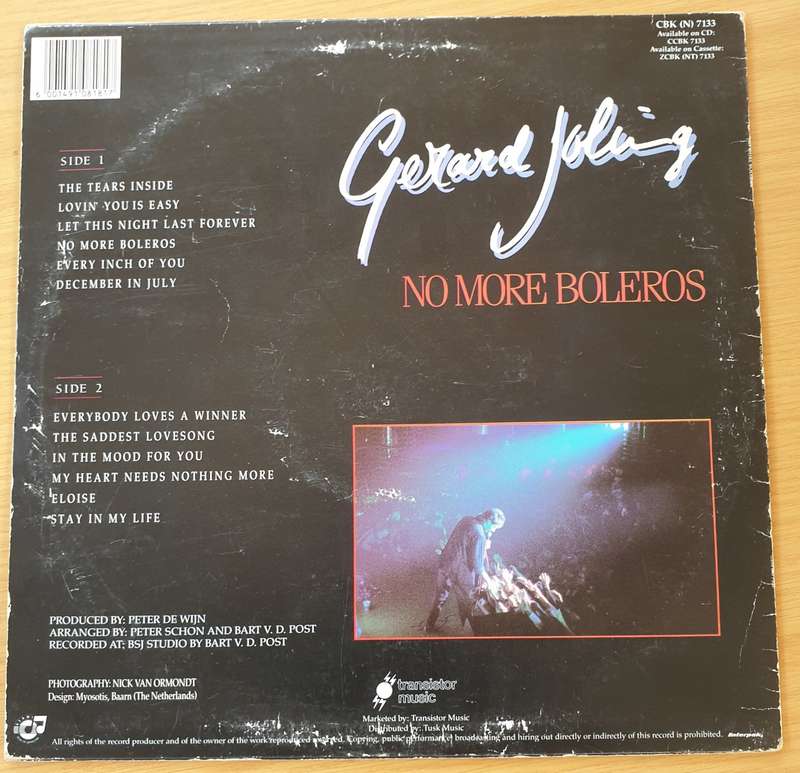 Gerard Joling  No More Boleros  Vinyl LP Record  (VG-)