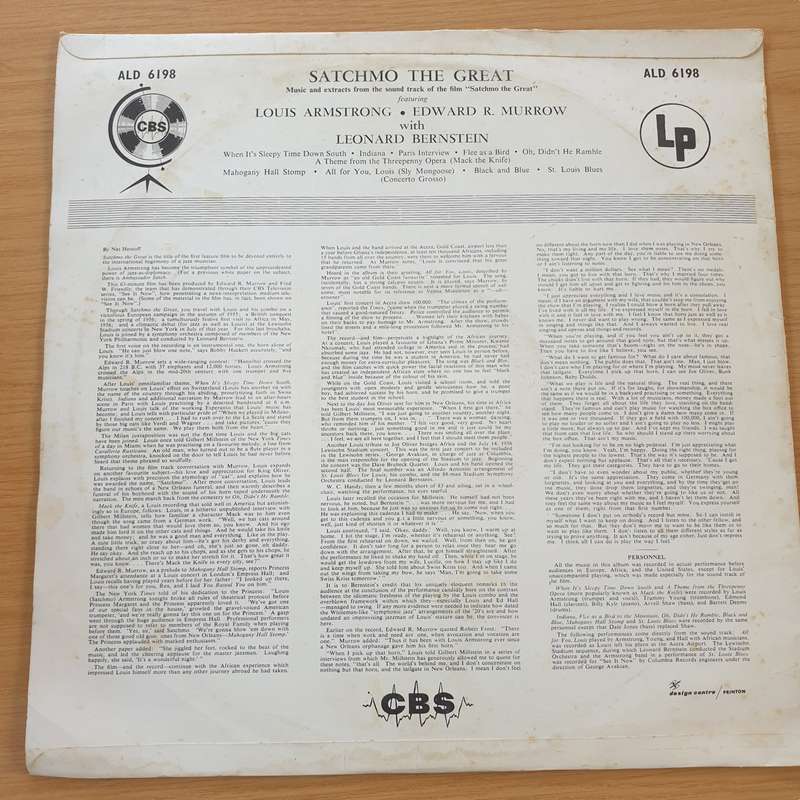 Satchmo The Great   Louis Armstrong and Edward R. Murrow With Leonard Bernstein  Vinyl LP R...