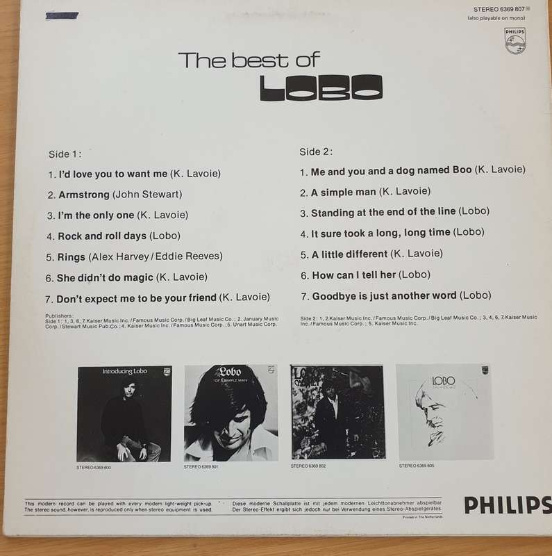 Lobo  Best Of Lobo  Vinyl LP Record  (VG+)