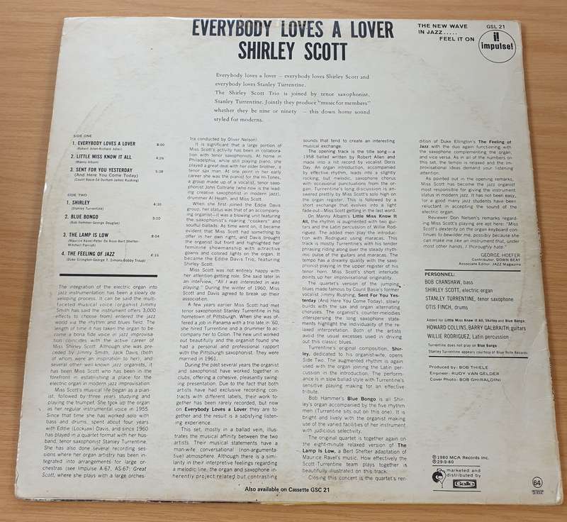 Shirley Scott  Everybody Loves A Lover (GoldSt) - Vinyl LP Record (VG+)