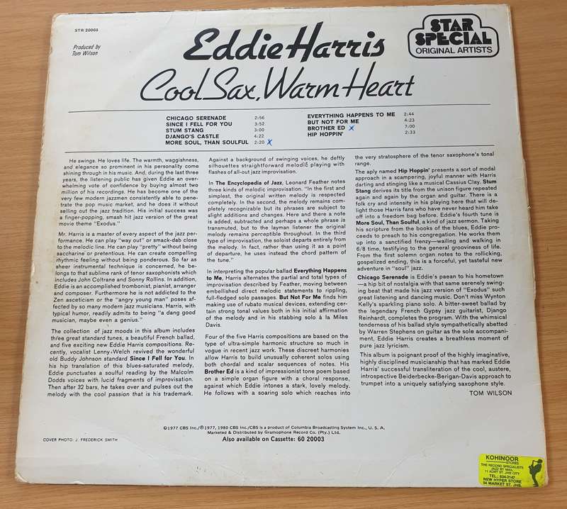 Eddie Harris  Cool Sax Warm Heart - Vinyl LP Record (VG)