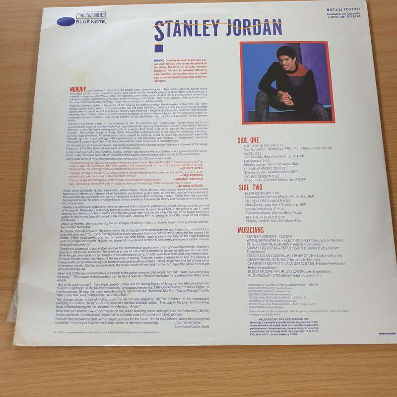 Stanley Jordan  Magic Touch  Vinyl LP Record  (VG+)