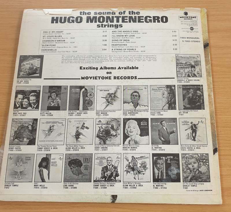 Hugo Montenegro  The Sound of the Hugo Montenegro Strings  Vinyl LP Record  (VG+)