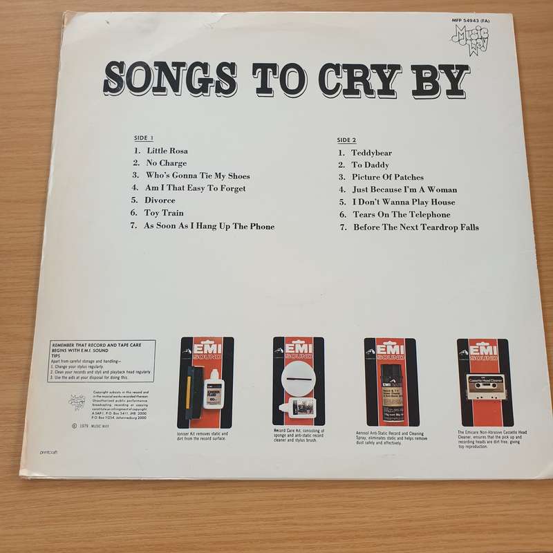 Songs to Cry By   Vinyl LP Record (VG)