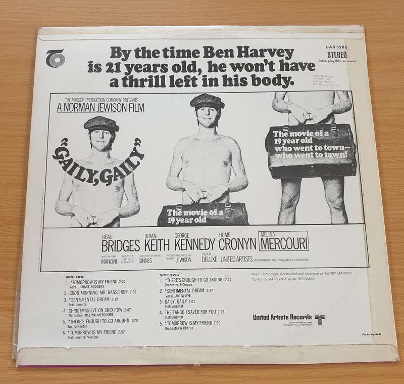 Gaily, Gaily (The Original Motion Picture Score) -  Henry Mancini  Vinyl Record  (VG+)