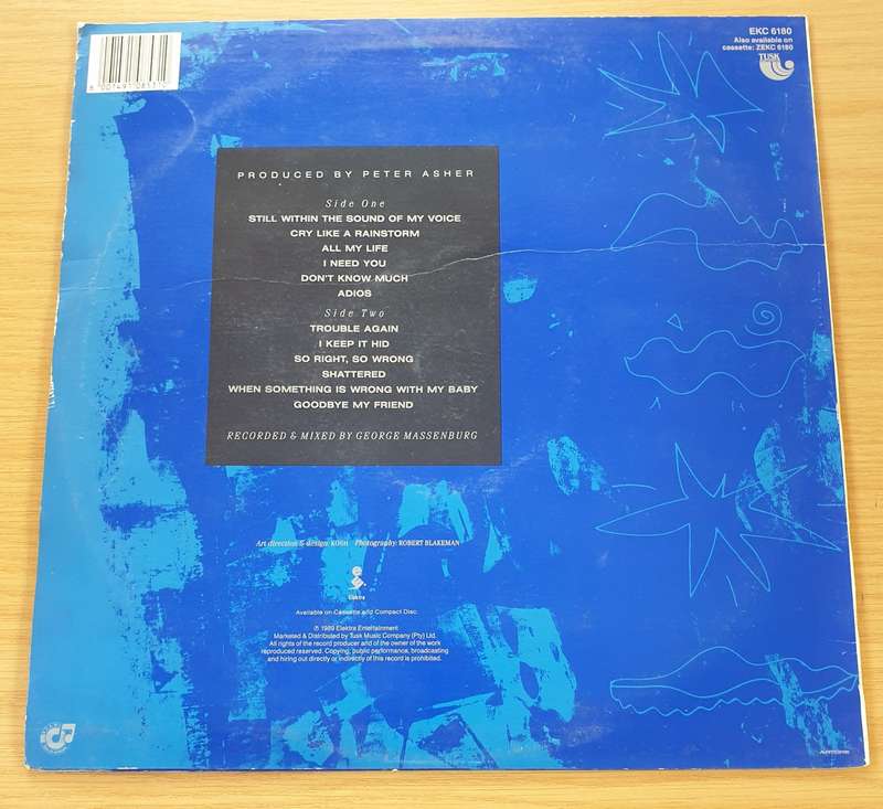 Linda Ronstadt featuring Aaron Neville Cry Like a Rainstorm  Vinyl LP Record  (VG+)
