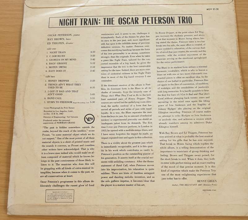 The Oscar Peterson Trio  Night Train  Vinyl LP Record  (VG-)