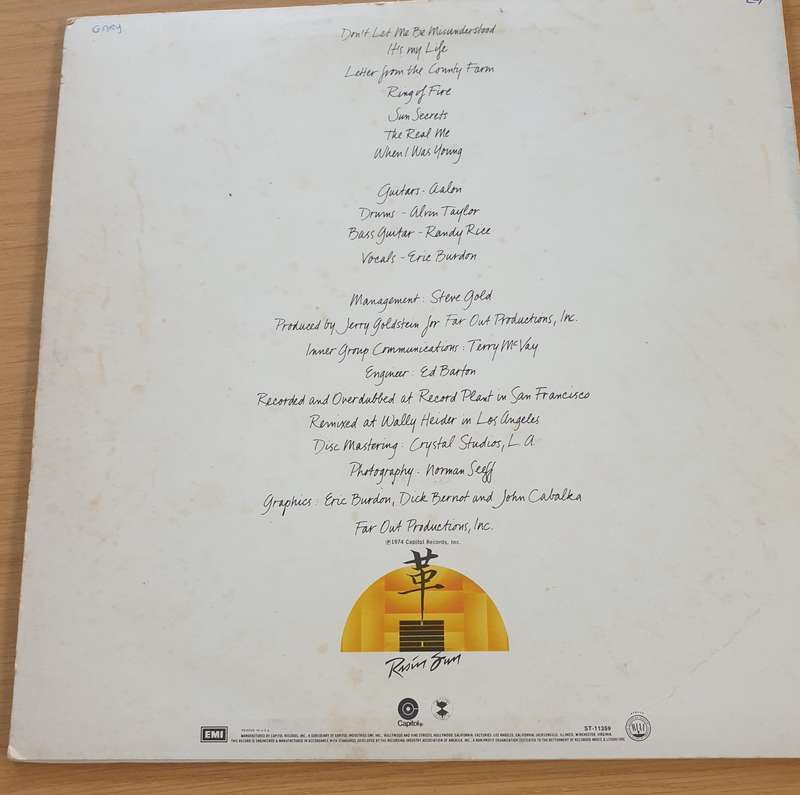 The Eric Burdon Band  Sun Secrets - Vinyl LP Record  (VG)