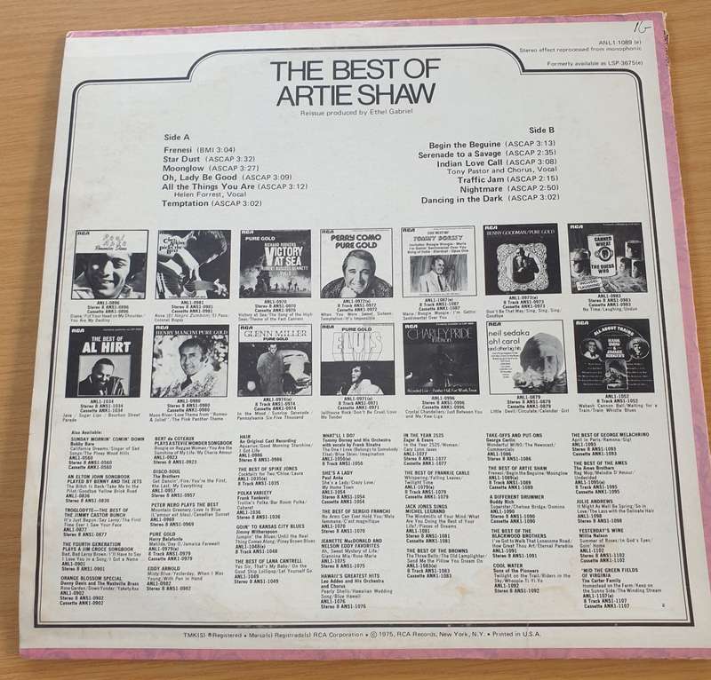 Artie Shaw And His Orchestra  The Best Of Artie Shaw  Vinyl LP Record  (VG+)