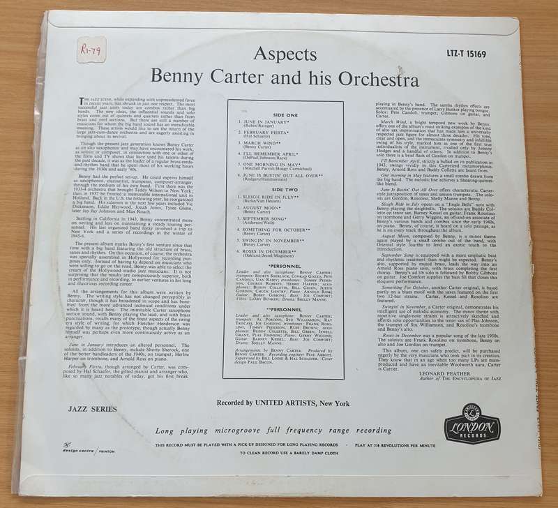 Benny Carter And His Orchestra  Aspects - Vinyl LP Record  (VG+)