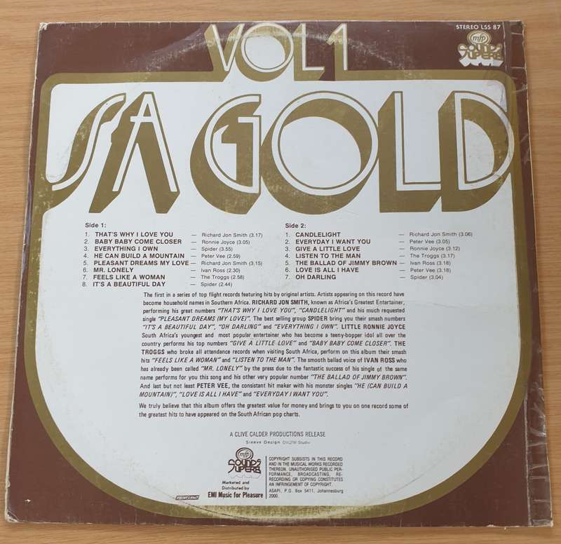 SA Gold (South Africa) Vol 1 (Spider, Troggs..) - Vinyl LP Record  (VG+)
