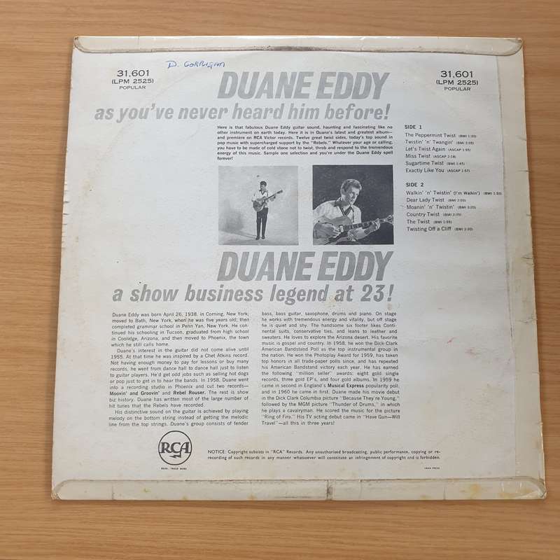 Duane Eddy  Twistin' 'N' Twangin' - Vinyl LP Record (G+)