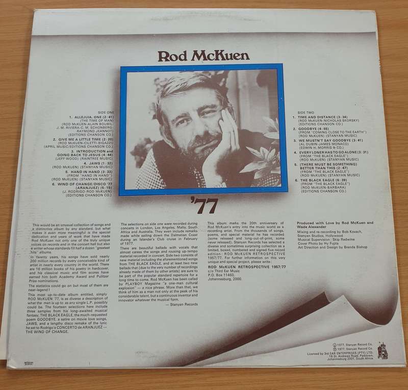 Rod McKuen  Rod McKuen '77  Vinyl LP Record  (VG+)