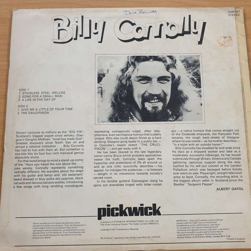 Billy Connolly -  Billy Connolly  Vinyl LP Record  (VG+)