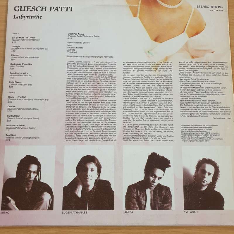 Guesch Patti  Labyrinthe  Vinyl LP Record  (VG+)