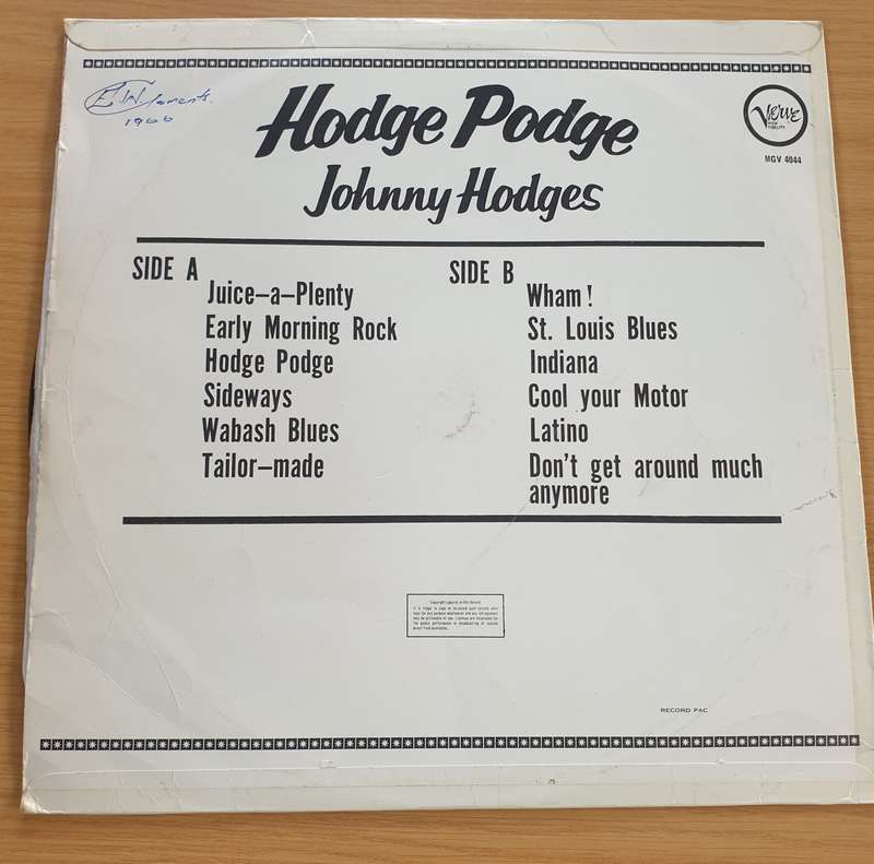 Johnny Hodges  Hodge Podge -  Vinyl LP Record (VG)
