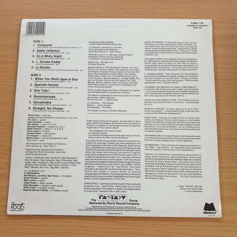 Richie Cole - PopBop  Vinyl LP Record (VG+)