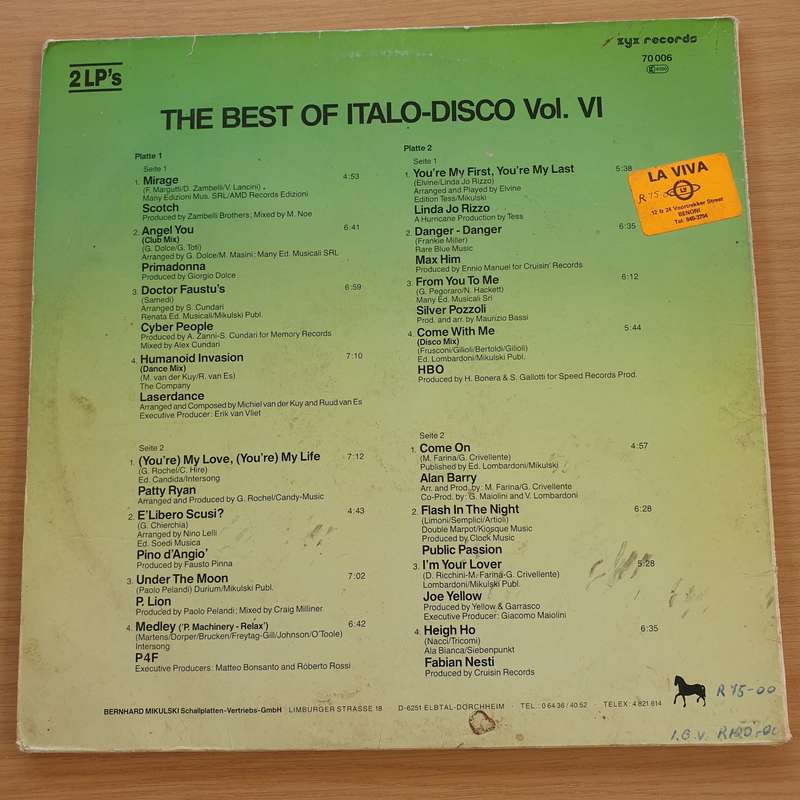 The Best Of Italo-Disco Vol. 6  Vinyl LP Record  (VG-)