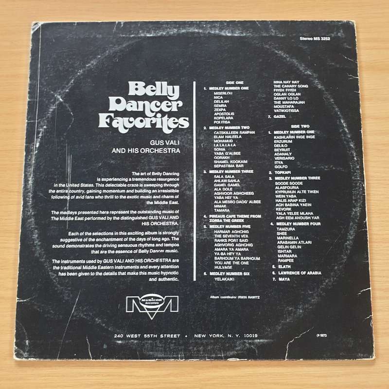 Belly Dancer Favorites - Gus Vali and his Orchestra - Vinyl LP Record (VG+)