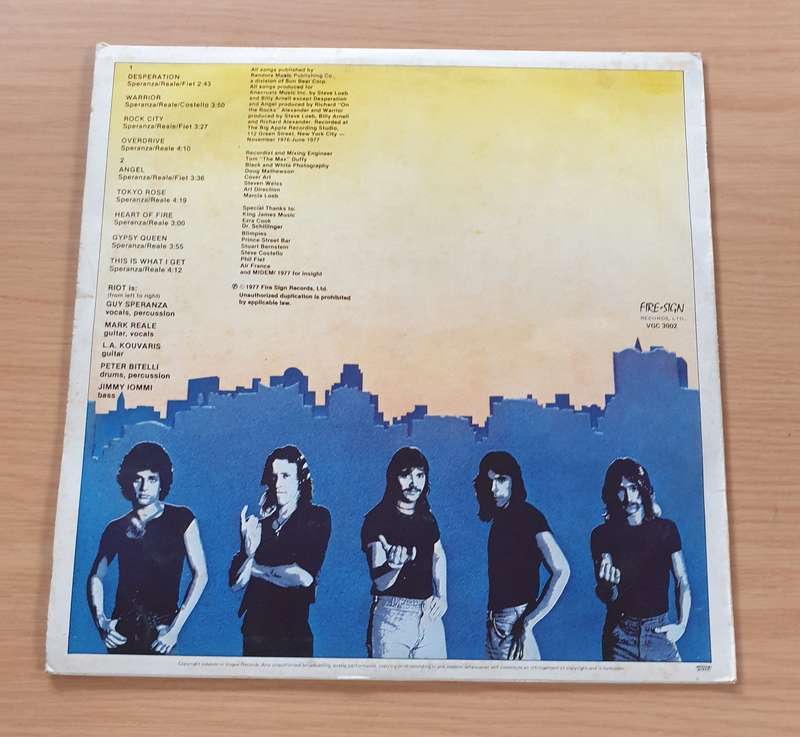 Riot  Rock City - Vinyl LP Record (VG+)