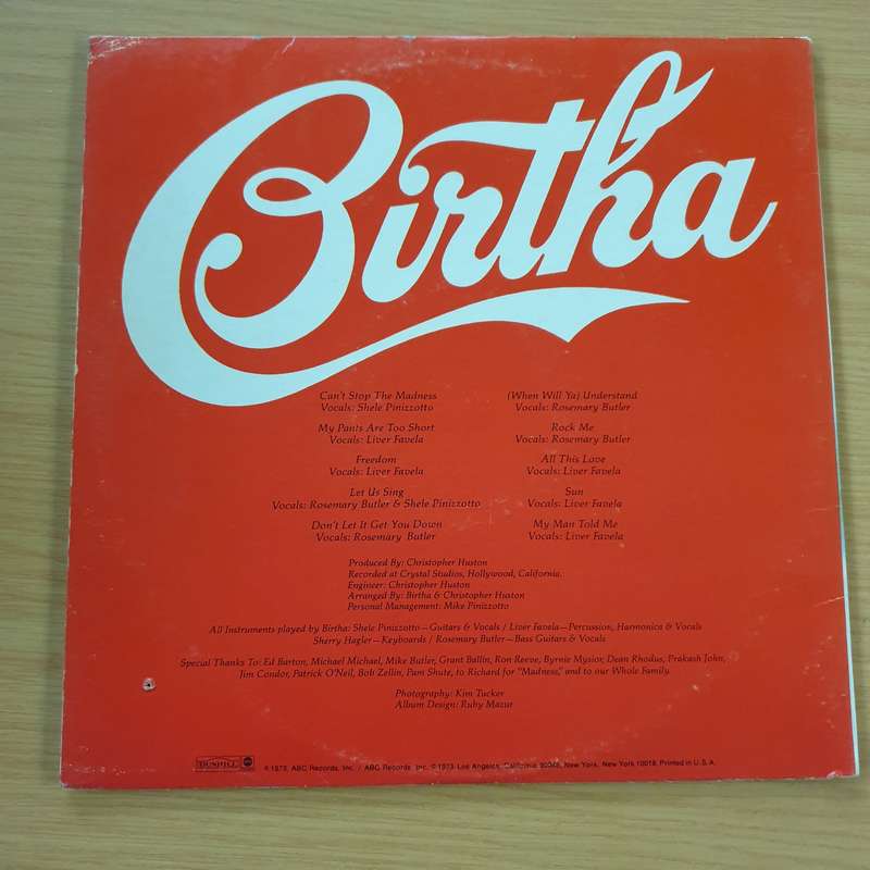 Birtha  Can't Stop The Madness - Vinyl LP Record  (VG+)